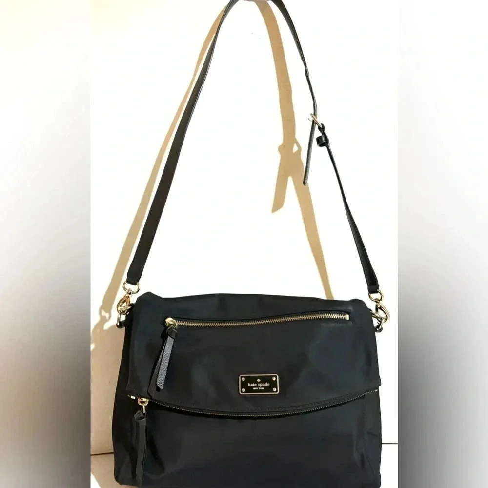 Kate spade black nylon crossbody handbag